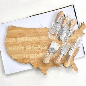 USA Bamboo Cutting Charcuterie Board Set w Cheese Knife Tool Gift Set Brand New